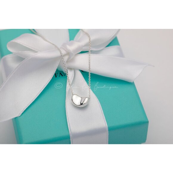 Tiffany & Co Vintage Bean Necklace Elsa Peretti11mm Pendant in Silver 16" Chain - Picture 4 of 8